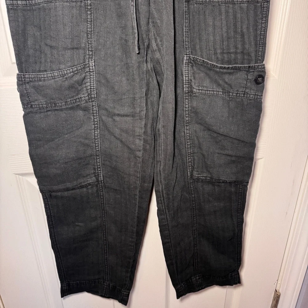 Free People Linen Blend Black Cargo Pants